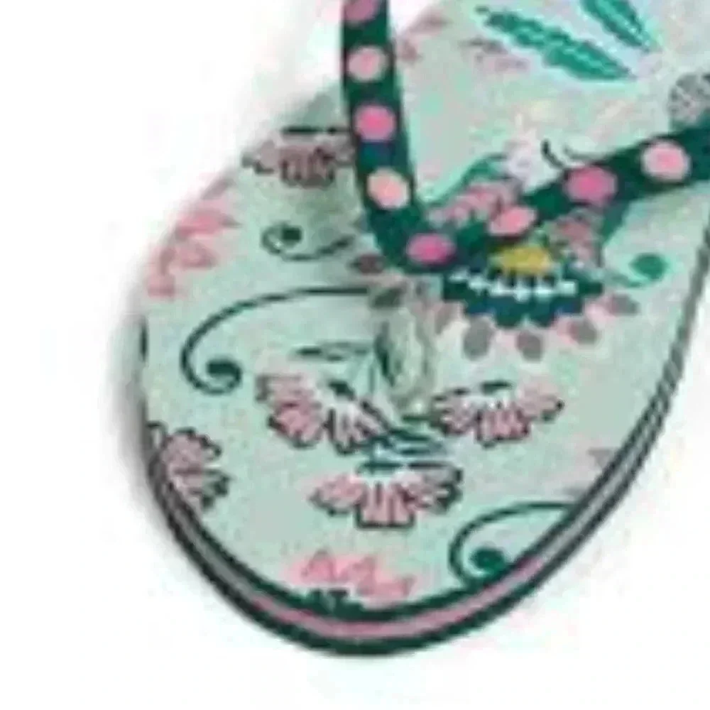 Vera Bradley Mint‎ Flowers Flip Flops NWOT